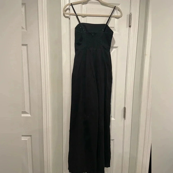 Urban Outfitters Black Linen Blend Jumpsuit Spaghetti Strap Button Detail Size 0 - Picture 8 of 12